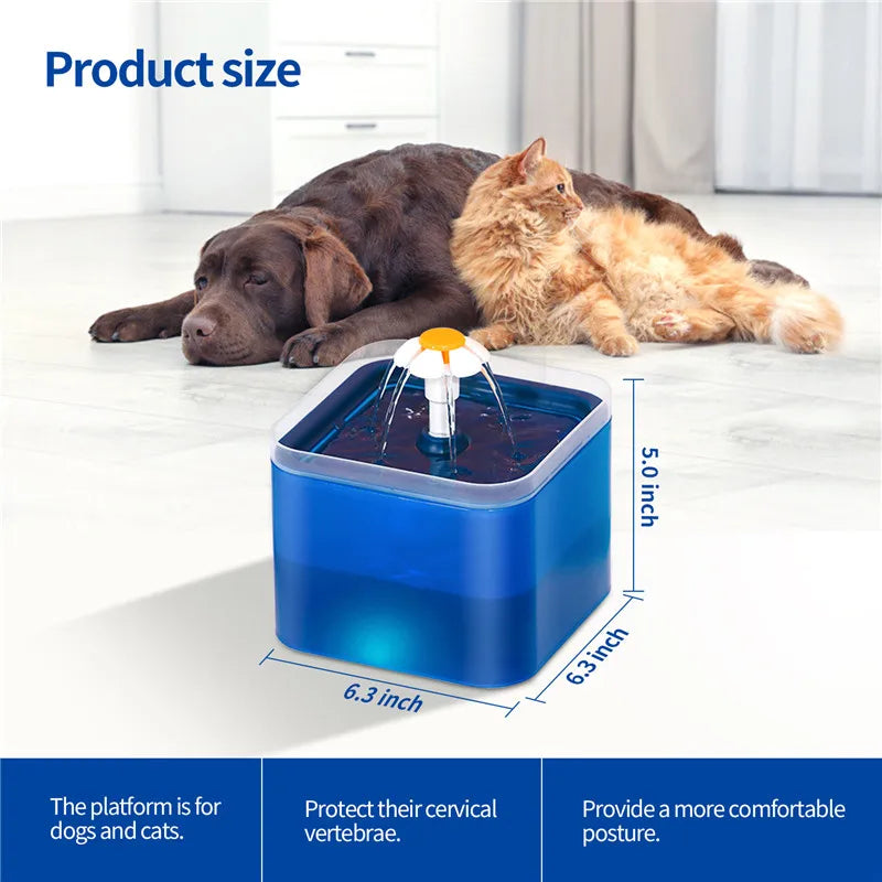 2L Automatic Cats and Dogs Water Fountain with LED Lighting USB