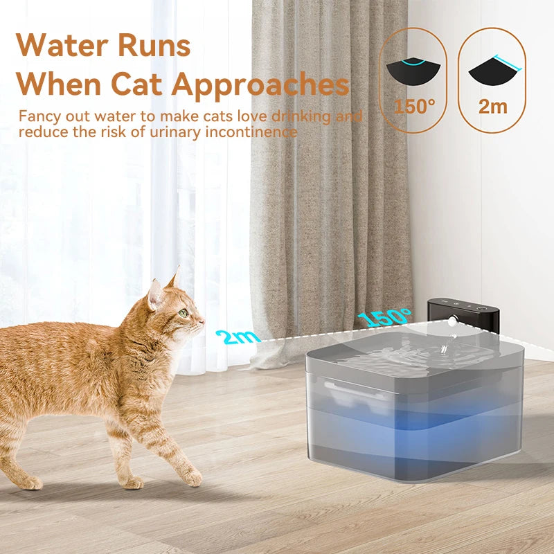 ROJECO Wireless Automatic Cat Water Fountain 2600mAh with Infrared Sensor