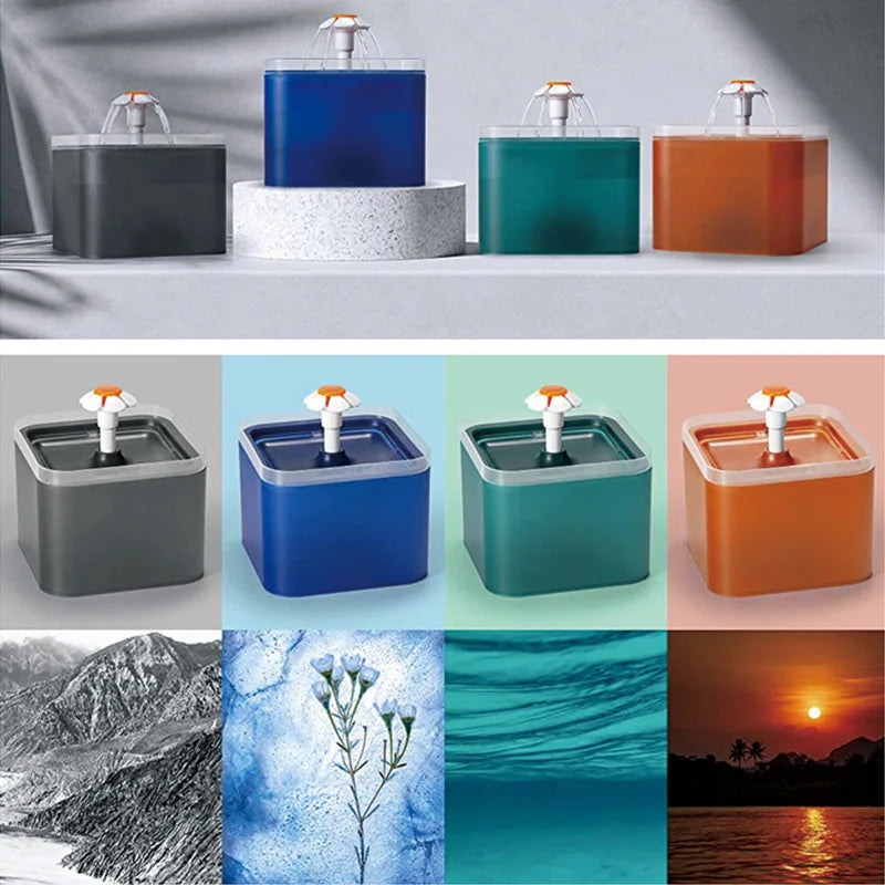 2L Automatic Cats and Dogs Water Fountain with LED Lighting USB